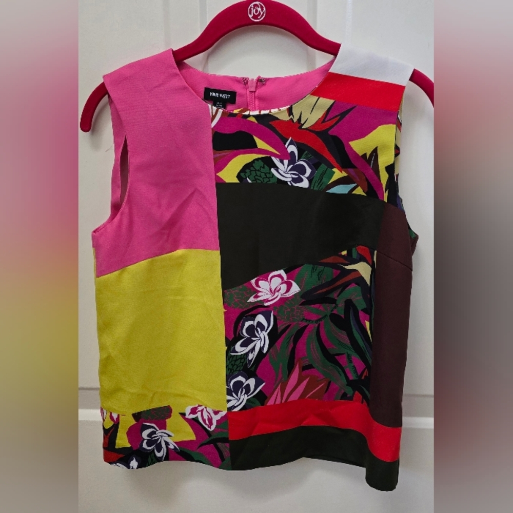 Nine West Multicolor Floral Sleeveless Blouse Tops Size 2